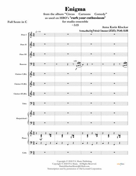 Free Sheet Music Enigma From Curb Your Enthusiasm Full Score Set Of Parts