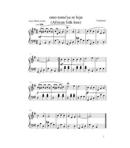 Free Sheet Music Enjoy An Africa Folk Lore On Piano