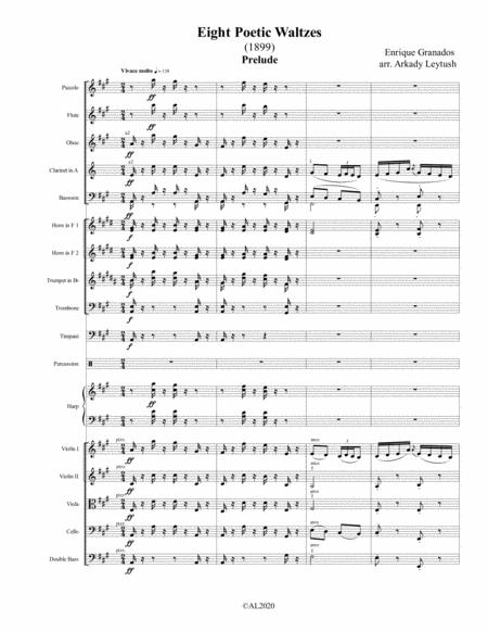 Free Sheet Music Enrique Granados Ochos Valses Poticos 1899 Orchestra Transcription 2020 Arkady Leytush