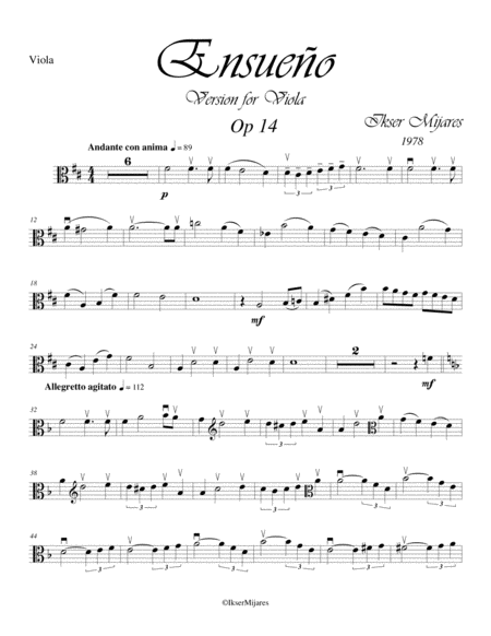 Ensueo Op 14 For Viola And Piano Sheet Music