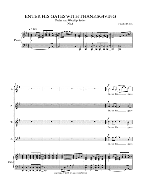 Enter His Gates With Thanksgiving Satb Sheet Music