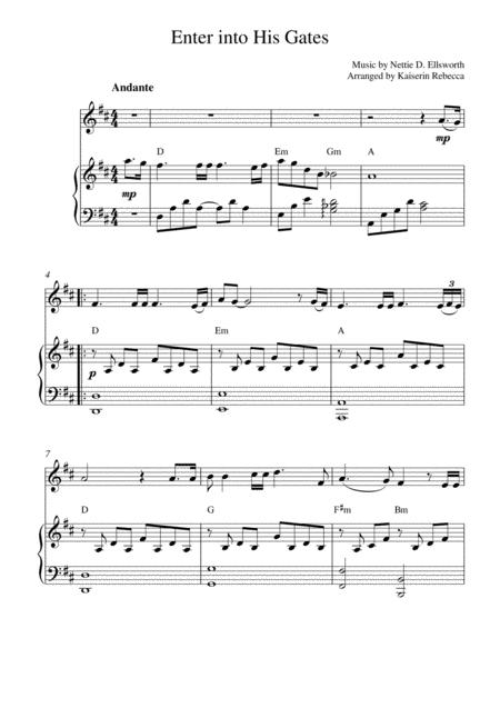 Enter Into His Gates Oboe Solo And Piano Accompaniment Sheet Music