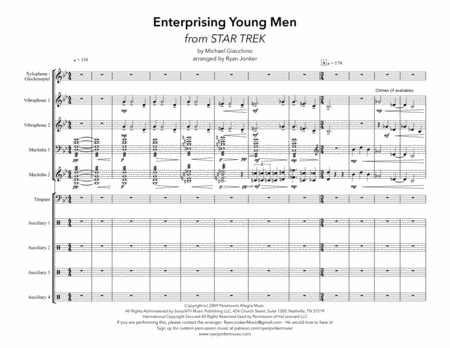 Enterprising Young Men From Star Trek For Percussion Ensemble Sheet Music