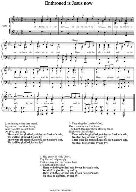 Free Sheet Music Enthroned Is Jesus Now A New Tune To A Wonderful Old Hymn