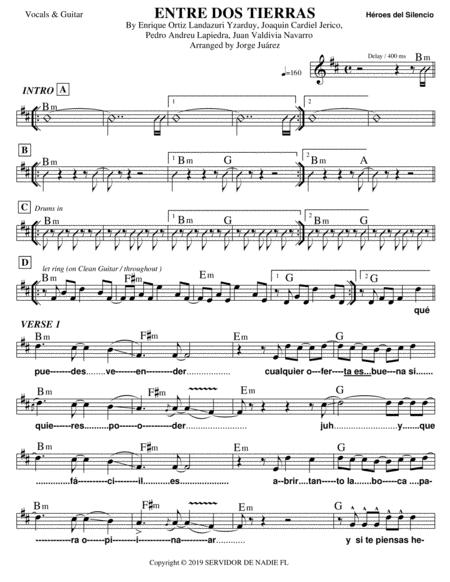 Free Sheet Music Entre Dos Tierras Vocals Guitar