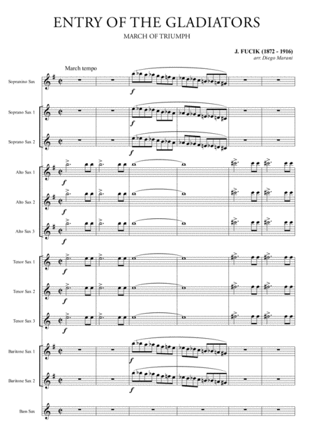 Free Sheet Music Entry Of The Gladiators For Saxophone Ensemble