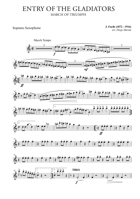 Free Sheet Music Entry Of The Gladiators For Saxophone Quartet