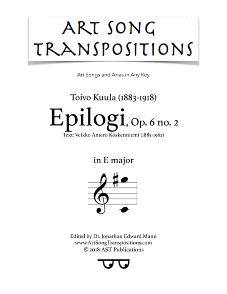 Free Sheet Music Epilogi Op 6 No 2 E Major