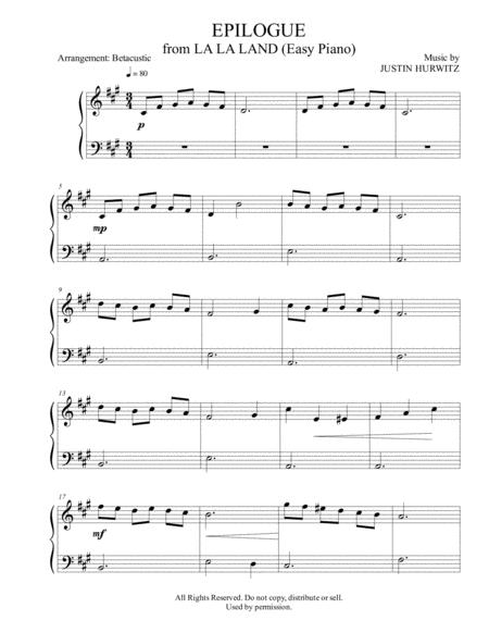 Free Sheet Music Epilogue La La Land Sheet Music Easy Piano