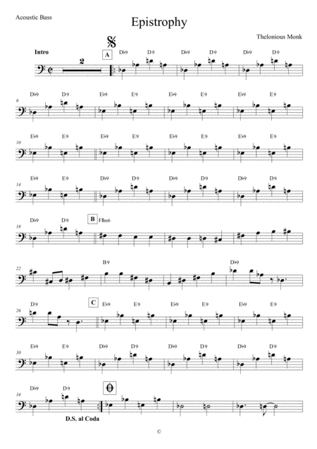 Epistrophy Acoustic Bass Sheet Music