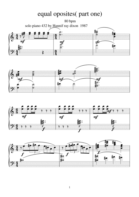 Free Sheet Music Equal Opposites Part One