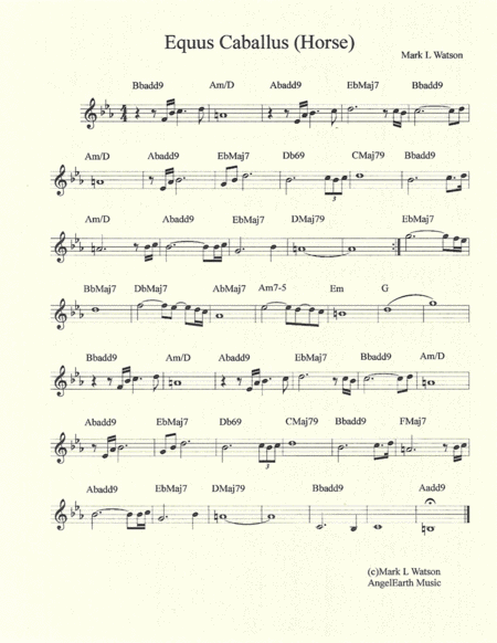 Free Sheet Music Equus Caballus Horse