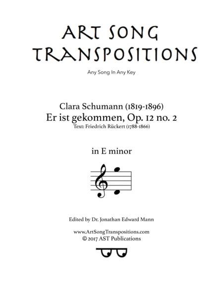 Er Ist Gekommen Op 12 No 2 E Minor Sheet Music