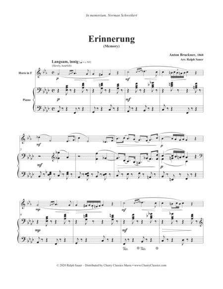 Free Sheet Music Erinnerung Memory For Horn And Piano