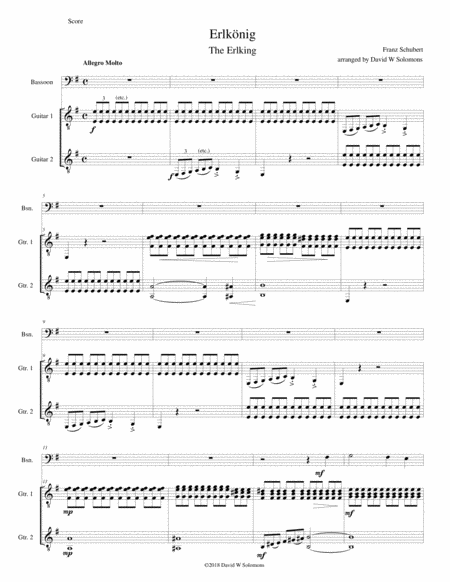 Erlknig The Erlking For Bassoon And 2 Guitars Sheet Music