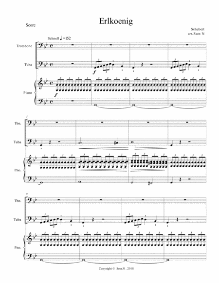 Free Sheet Music Erlkoenig For Trumbone Tuba Piano