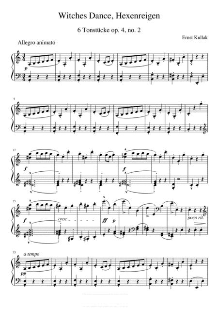 Free Sheet Music Ernst Kullak Witches Dance