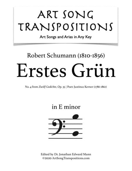 Erstes Grn Op 35 No 4 Transposed To E Minor Bass Clef Sheet Music