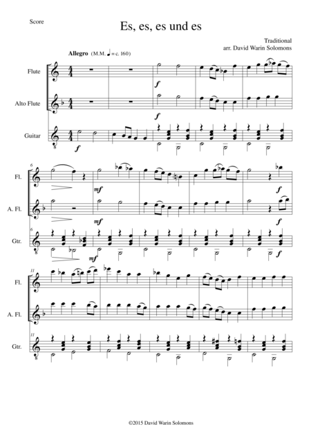 Free Sheet Music Es Es Es Und Es For Flute Alto Flute And Guitar