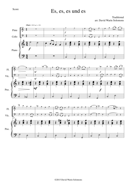 Free Sheet Music Es Es Es Und Es For Flute Cello And Piano