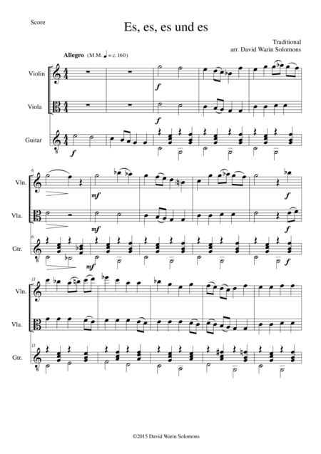 Free Sheet Music Es Es Es Und Es For Violin Viola And Guitar