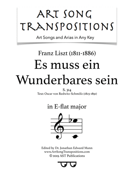 Es Muss Ein Wunderbares Seins 314 E Flat Major Sheet Music