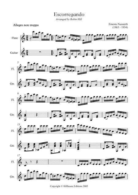 Escorregando Arranged For Flute And Guitar Sheet Music