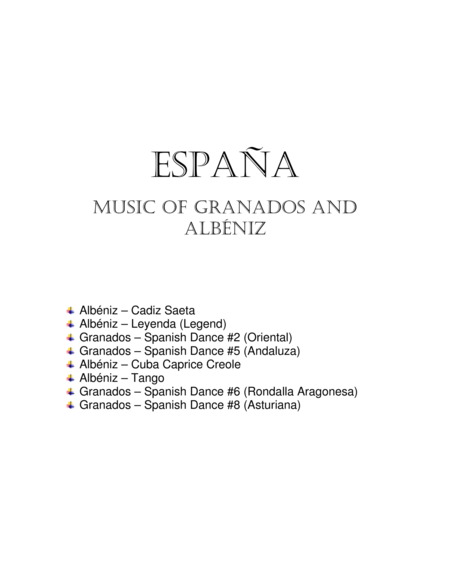 Espana Music Of Spain By Albeniz And Granados For Clarinet Duet Sheet Music