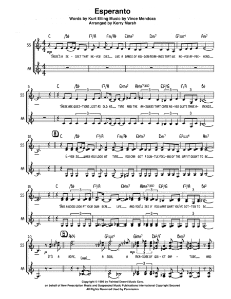 Free Sheet Music Esperanto Treble