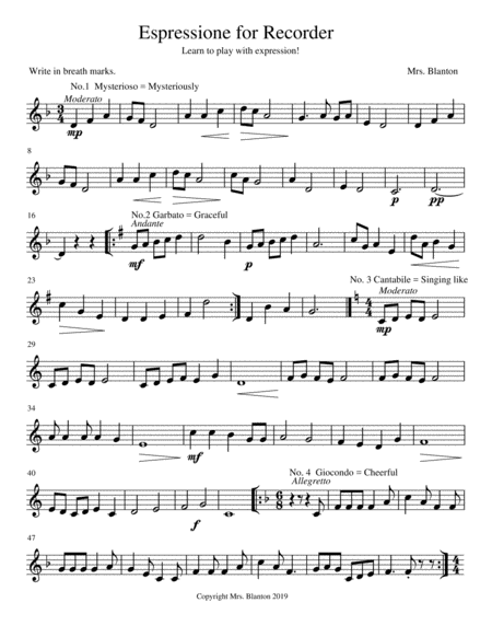 Espressione Etudes For Recorder Sheet Music