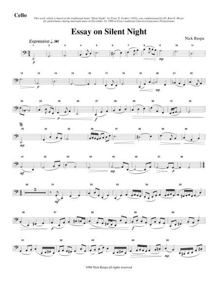 Essay On Silent Night Cello Part Sheet Music