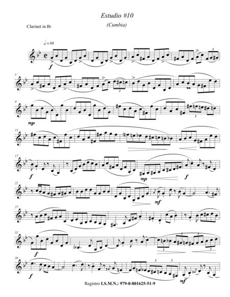 Estudio 10 Cumbia For Solo Clarinet Sheet Music