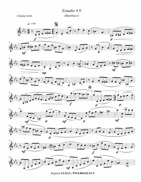 Estudio 9 Bambuco For Solo Clarinet Sheet Music