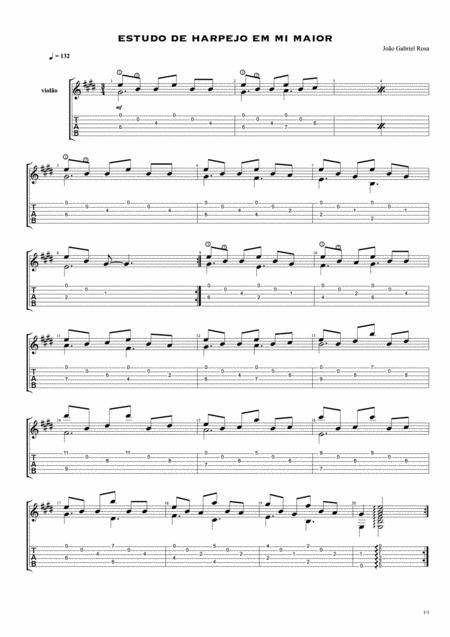 Estudo De Harpejo Em Mi Maior Sheet Music