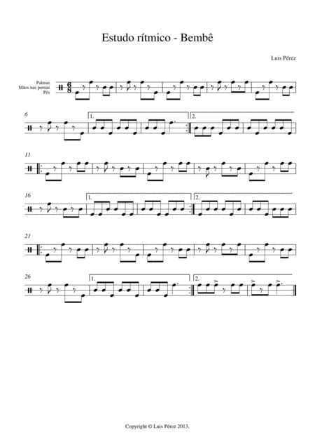 Estudo Rtmico Bembe Sheet Music