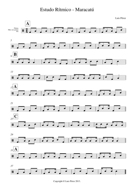 Estudo Rtmico Maracat Sheet Music