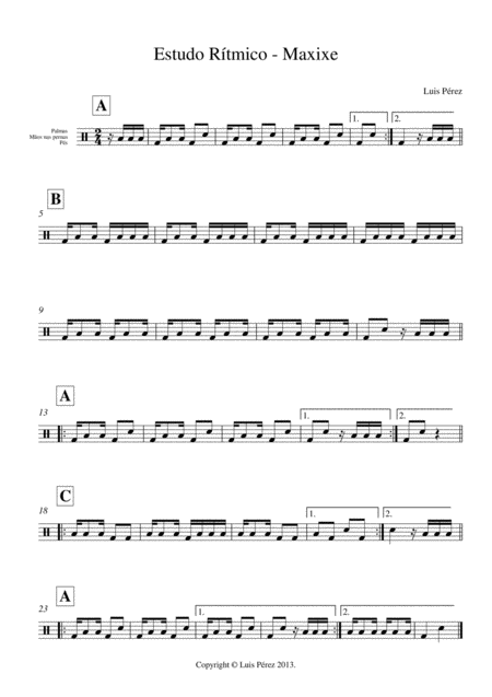 Estudo Rtmico Maxixe Sheet Music