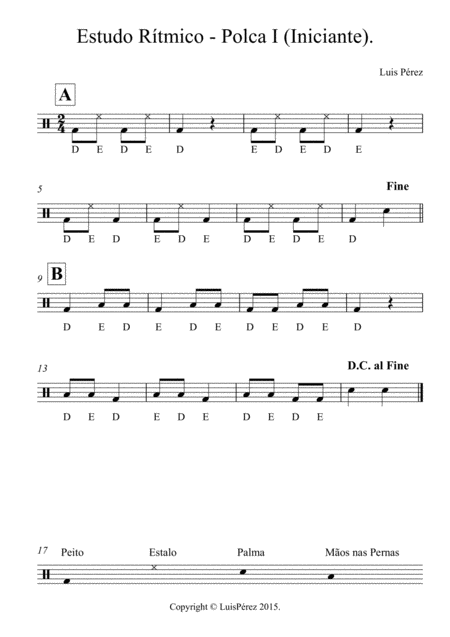 Free Sheet Music Estudo Rtmico Polca Iniciante