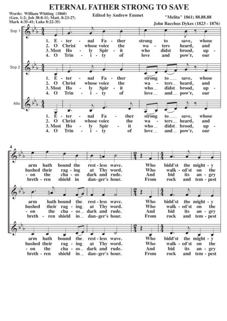 Eternal Father Strong To Save A Cappella Ssa Sheet Music