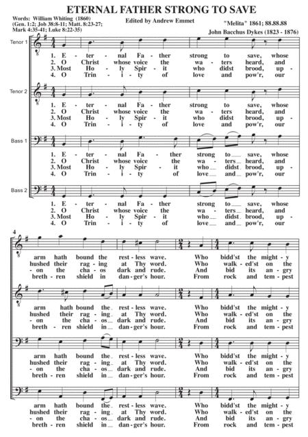 Free Sheet Music Eternal Father Strong To Save A Cappella Ttbb