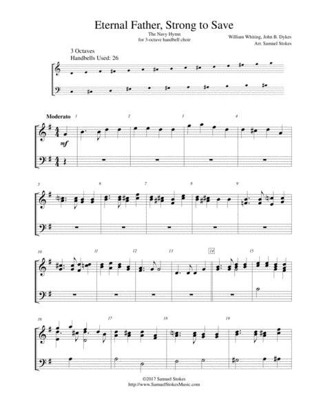 Eternal Father Strong To Save The Navy Hymn For 3 Octave Handbell Choir Sheet Music