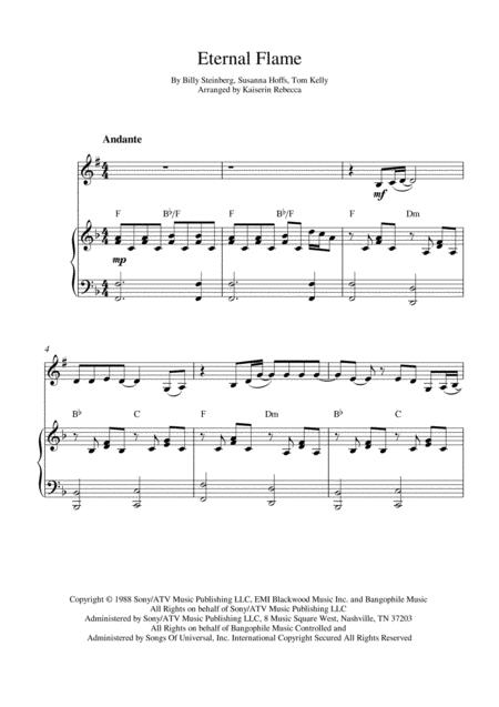 Eternal Flame Clarinet In B Flat Solo And Piano Accompaniment With Chords Sheet Music