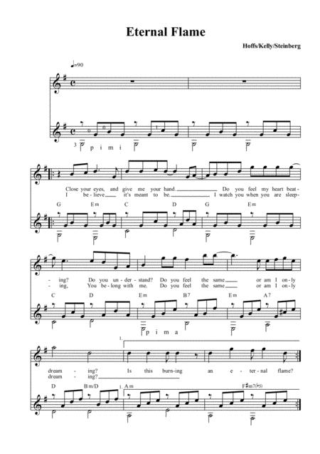 Free Sheet Music Eternal Flame For Voice And Guitar