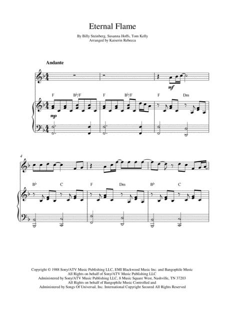 Eternal Flame Violin Solo And Piano Accompaniment With Chords Sheet Music