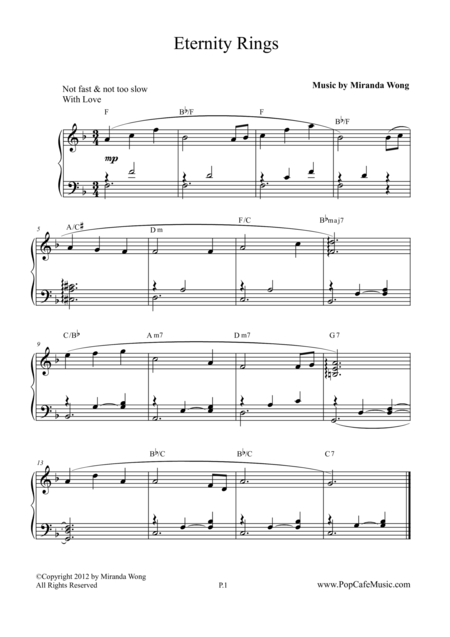 Eternity Rings Romantic Piano Music Sheet Music