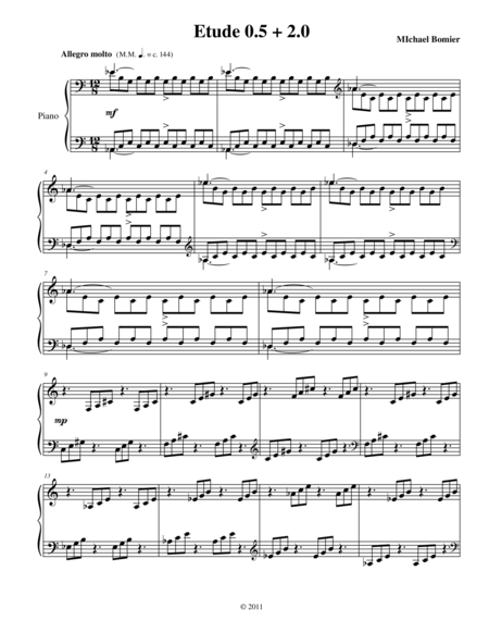 Etude 0 5 2 0 For Piano Solo From 25 Etudes Using Symmetry Mirroring And Intervals Sheet Music