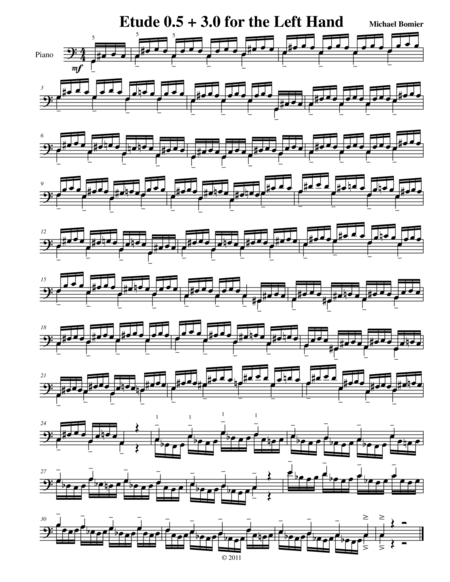 Free Sheet Music Etude 0 5 3 0 For The Left Hand Alone From 25 Etudes Using Symmetry Mirroring And Intervals