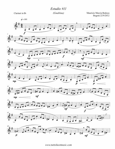 Etude 11 Guabina For Clarinet With Piano Chord Cart Sheet Music