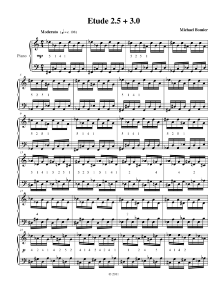 Free Sheet Music Etude 2 5 3 0 For Piano Solo From 25 Etudes Using Symmetry Mirroring And Intervals