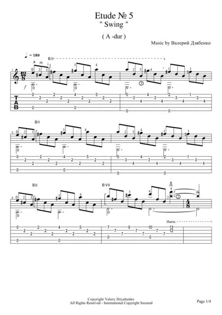 Free Sheet Music Etude 5 Swing